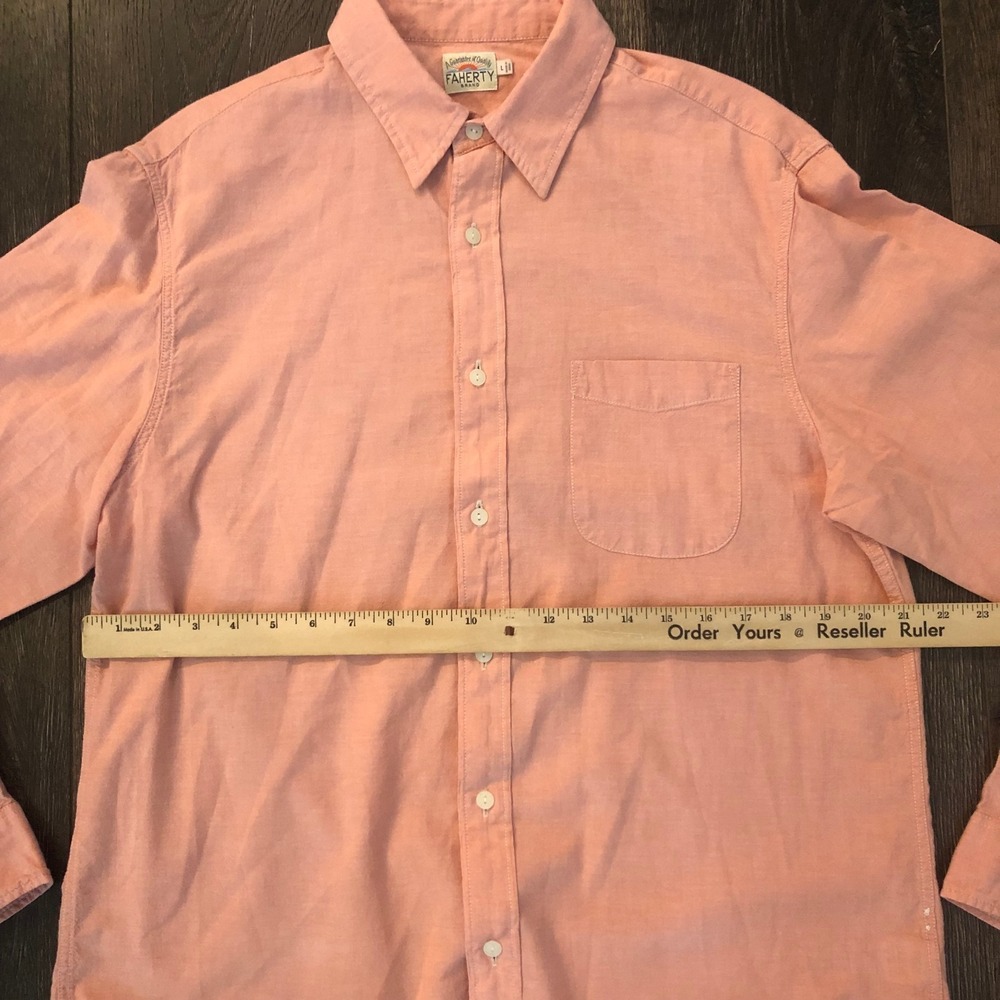 Faherty Shirt Mens Large Pink Lightweight Coastal Preppy Casual Beach Cotton - Picture 5 of 9